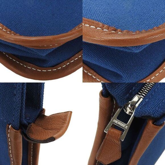 Hermes Clutch Bag Canvas Leather Navy Brown Everyday Use Ladies Women Hermes - Picture 4 of 7